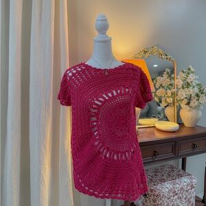 Chico's Hot Pink Crochet Top
